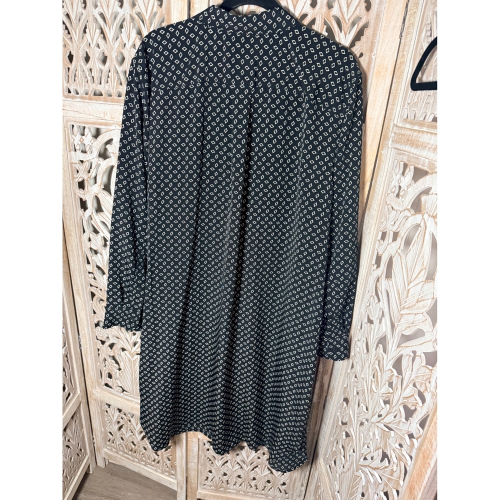 Lauren Ralph Lauren Womens 22W Black White Geometric Diamond Shirt Dress O453 - Picture 7 of 8